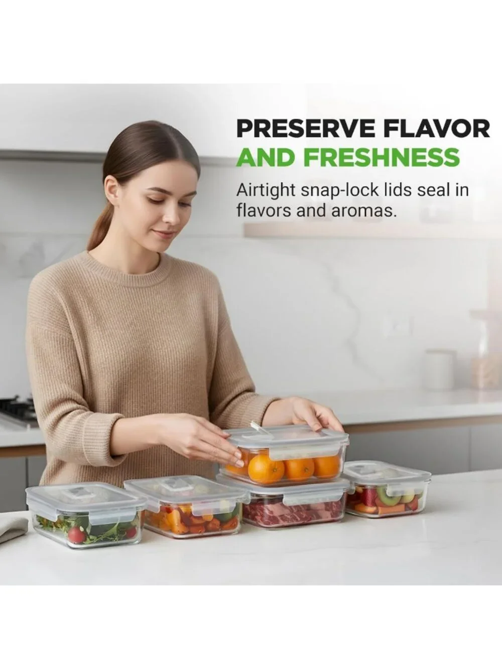10-Piece Glass Food Storage Containers with Lids – Airtight Meal Prep & Lunch